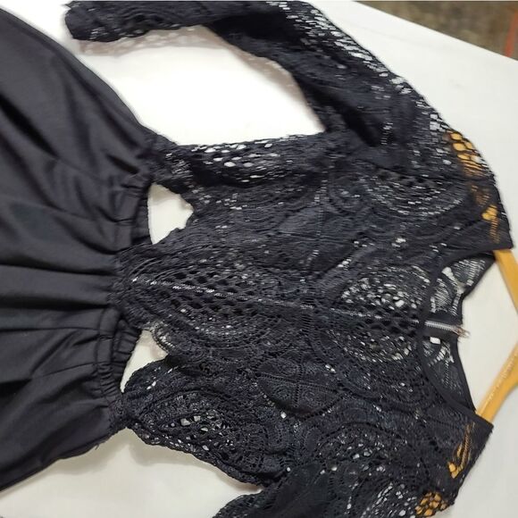 Missguided Lace Top Black Size Med Women's Romper - Picture 7 of 11